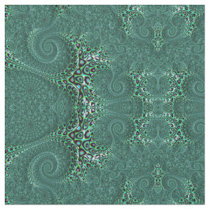 Steampunk Teal Spotted Octopus Fine Fractal Art Fabric
