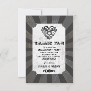 Steampunk Thank You Wedding Heart Cogs Invitation