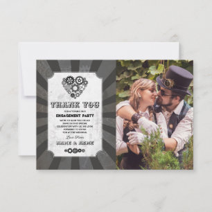 Steampunk Thank You Wedding Heart Photo Invitation