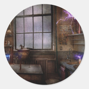 Steampunk - The Mad Scientist Classic Round Sticker