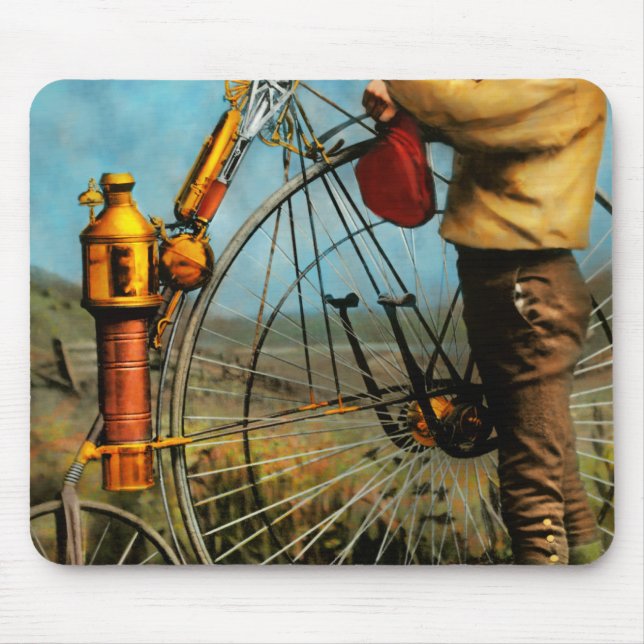 Steampunk - The Steampowered Bicycle 1884 Mouse Pad (Front)