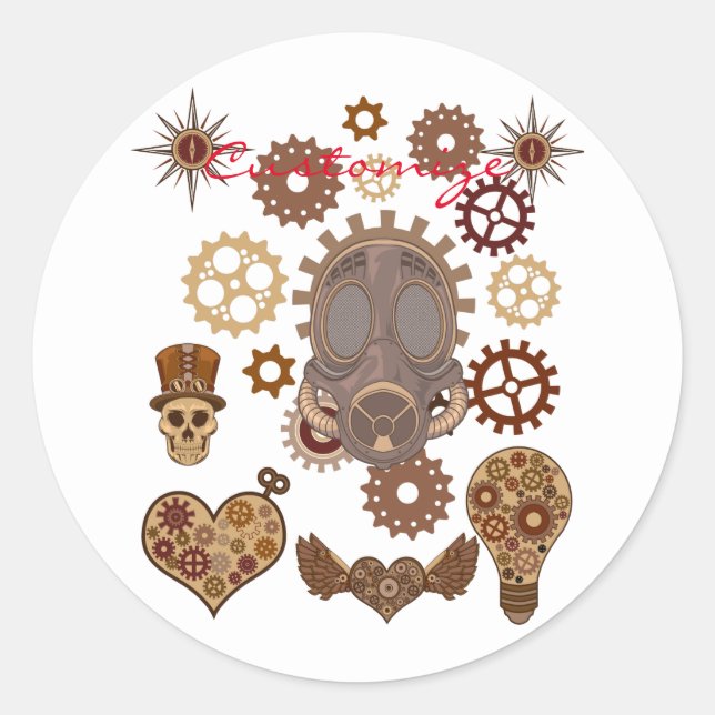 Steampunk Theme Thunder_Cove Classic Round Sticker (Front)