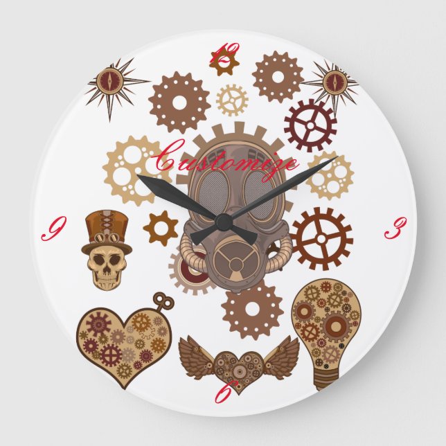 Steampunk Theme Thunder_Cove Large Clock (Front)