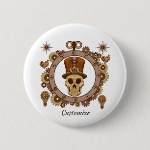 Steampunk Theme Top Hat Skull Thunder_Cove 6 Cm Round Badge