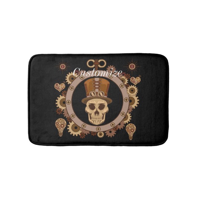 Steampunk Theme Top Hat Skull Thunder_Cove Bath Mat (Front)