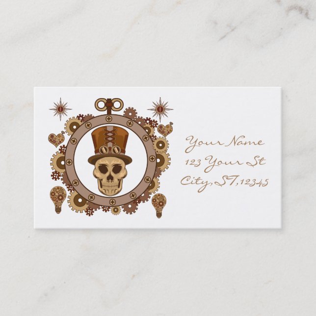 Steampunk Theme Top Hat Skull Thunder_Cove Business Card (Front)