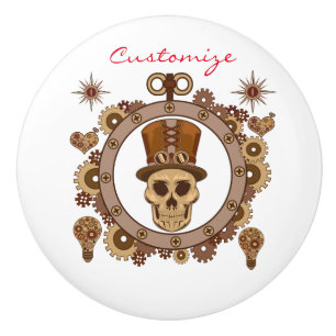 Steampunk Theme Top Hat Skull Thunder_Cove Ceramic Knob