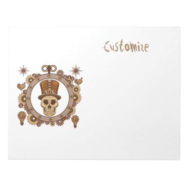 Steampunk Theme Top Hat Skull Thunder_Cove  Notepad (Front)