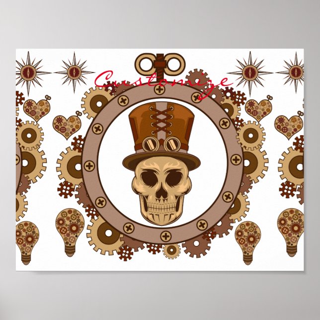 Steampunk Theme Top Hat Skull Thunder_Cove Poster (Front)