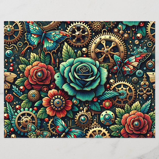 Steampunk Themed Double-Sided Scrapbook  (Front)