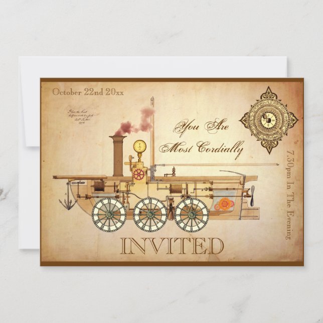 Steampunk Themed Party Invitation (Front)