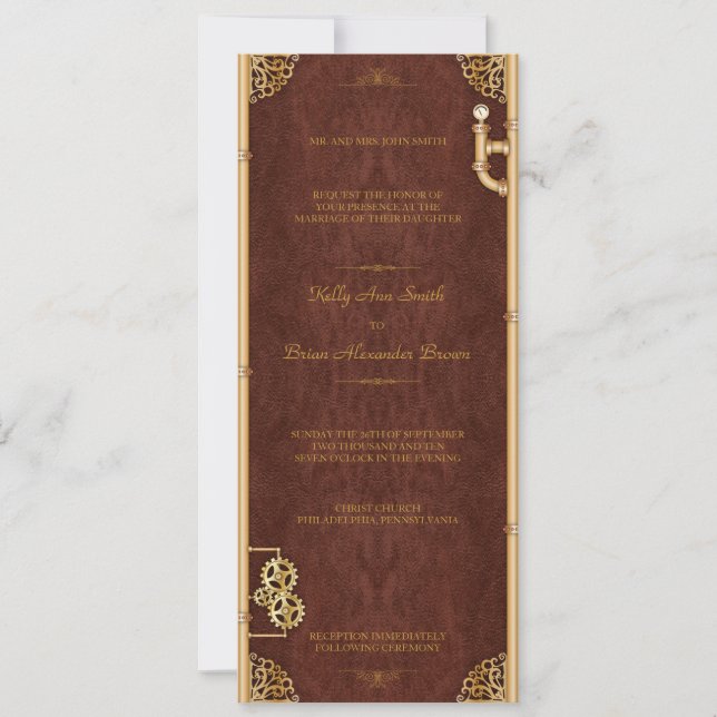 Steampunk "Ticket" Invitation/Menu Card (Front)