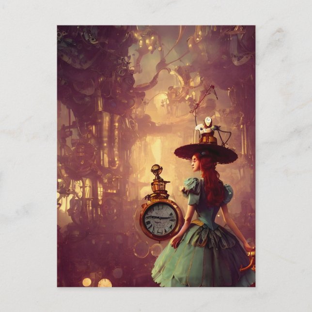 Steampunk Time Keeper Lady Postcard (Front)