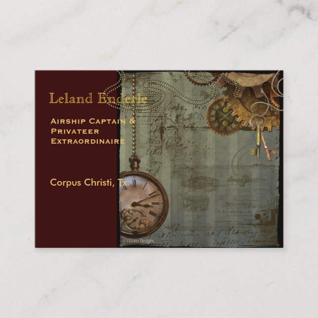Steampunk Time Machine Business Profile Cards (Front)