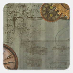 Steampunk Time Machine Square Sticker