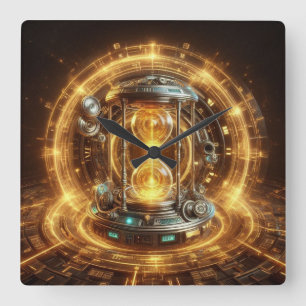 Steampunk, Time Machine, Time/Space/Continuum 003X Square Wall Clock