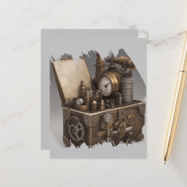 Steampunk Time Machine - Vintage Treasure Chest  (Front/Back In Situ)