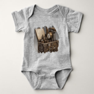 Steampunk Time Machine - Vintage Treasure Chest  Baby Bodysuit
