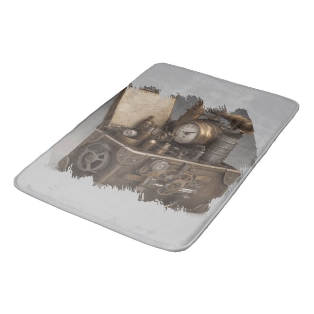 Steampunk Time Machine - Vintage Treasure Chest  Bath Mat (Angled)