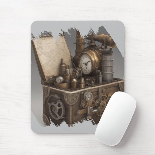 Steampunk Time Machine - Vintage Treasure Chest  Mouse Pad (With Mouse)