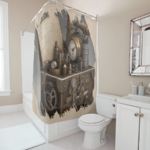 Steampunk Time Machine - Vintage Treasure Chest  Shower Curtain