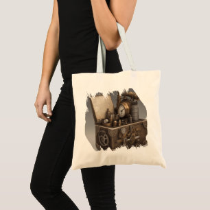 Steampunk Time Machine - Vintage Treasure Chest Tote Bag