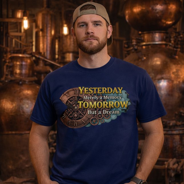 Steampunk Time Machine - Yesterday & Tomorrow Navy T-Shirt (Creator Uploaded)