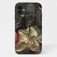 Steampunk time travel, clockwork penny farthing