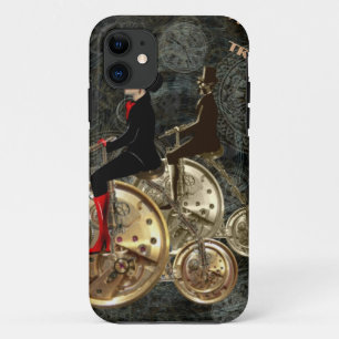 Steampunk time travel, clockwork penny farthing iPhone 11 case