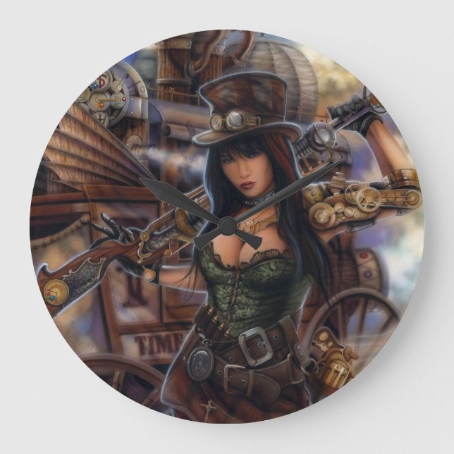 Steampunk Time Traveller Clock! Large Clock (Front)