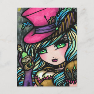 Steampunk Top Hat Potion Fairy Fantasy Art Girl Postcard