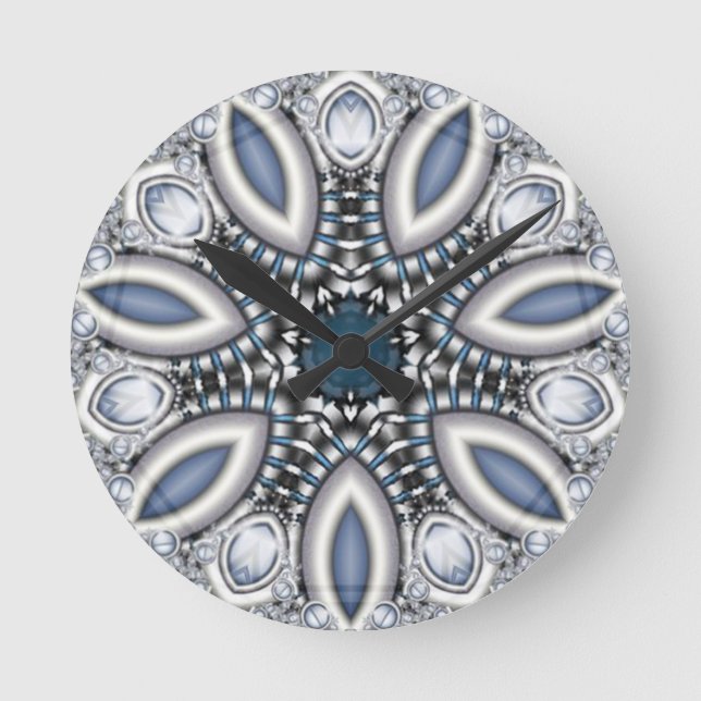 Steampunk Topaz Kaleidoscope Round Clock (Front)