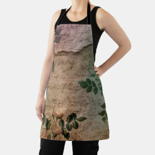 Steampunk Torn Rose   Vintage Distressed Ephemera Apron