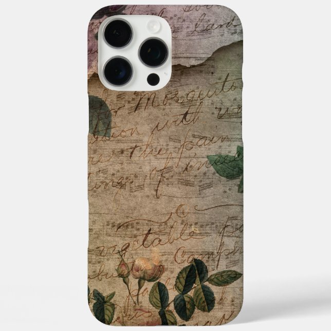 Steampunk Torn Rose | Vintage Distressed Ephemera Case-Mate iPhone Case (Back)