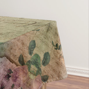 Steampunk Torn Rose Vintage Distressed Ephemera Tablecloth