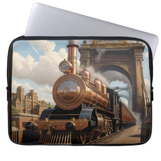 Steampunk Train Leaving London Laptop Sleeve