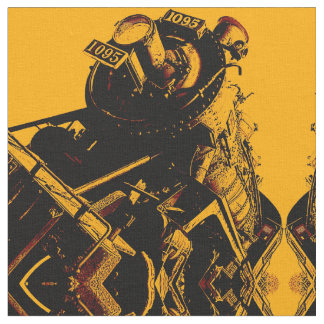 Steampunk train optical illusion fabric