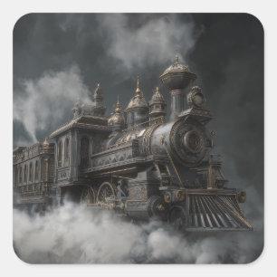 Steampunk Train Square Sticker
