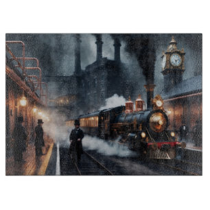 Steampunk Train Station Cutting Board