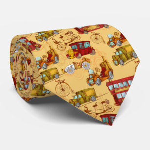 Steampunk transportation pattern tie