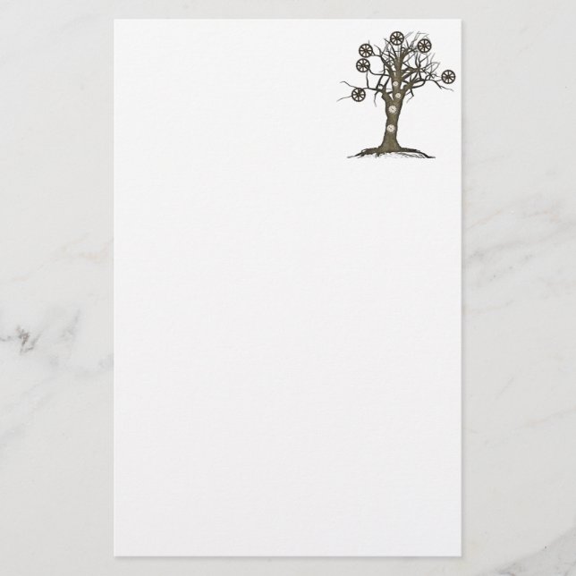 steampunk tree stationery (Front)