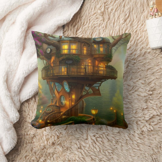 Steampunk Treehouse Observatory  Cushion (Blanket)