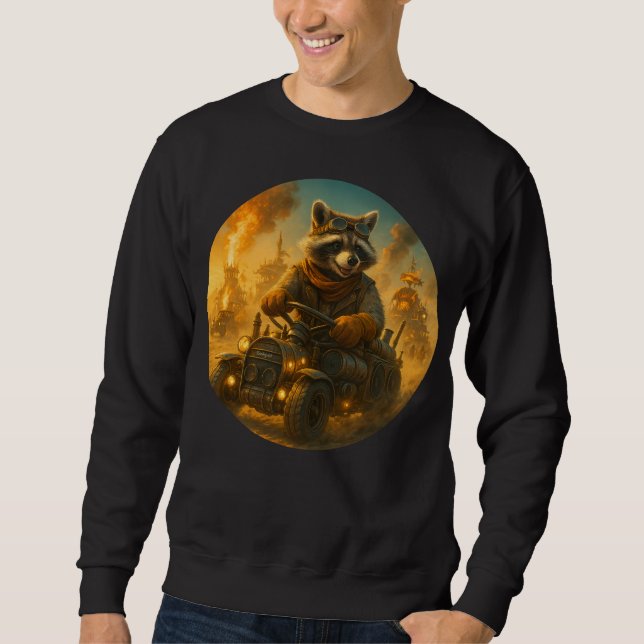 Steampunk Trui – Avontuurlijke Wasbeer in Retro St Sweatshirt (Front)