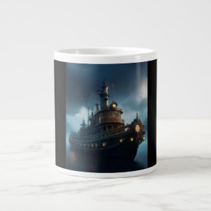 Steampunk Tugboat On A Cloudy Day Mousepad Large Coffee Mug