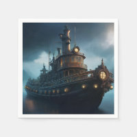 Steampunk Tugboat On A Cloudy Day Mousepad