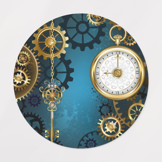 Steampunk turquoise Background with Gears (Design 1)