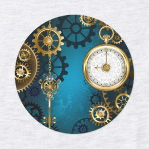 Steampunk turquoise Background with Gears