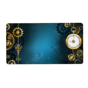 Steampunk turquoise Background with Gears