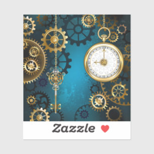 Steampunk turquoise Background with Gears