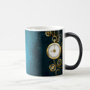 Steampunk turquoise Background with Gears Magic Mug